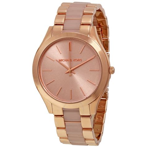 michael kors slim runway leather watch rose gold|Michael Kors runway watch silver.